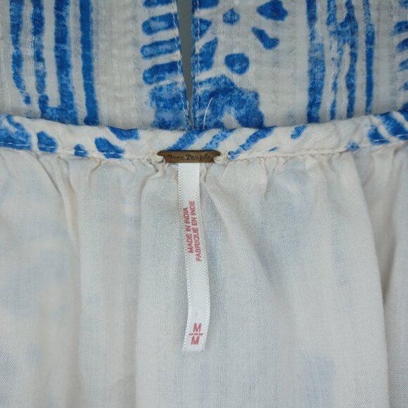 FREE PEOPLE Romper Women V-neck Belted Textured Printed Short Sleeve - Picture 7 of 12